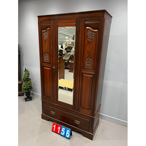 1156 - Victorian mirror fronted wardrobe