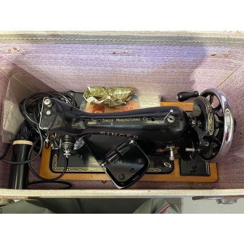 8 - Singer sewing machine in case with original paperwork