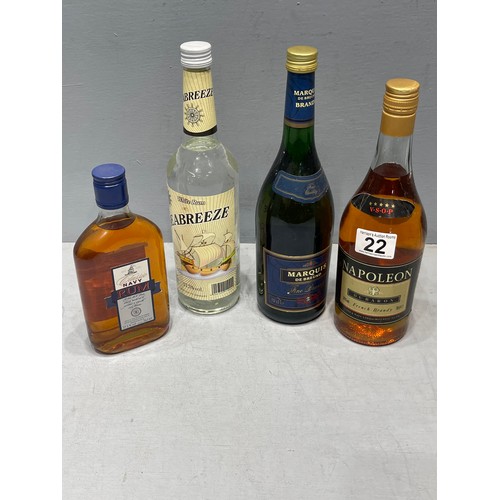 22 - Bottle napoleon brandy + navy rum + white rum + marquis brandy