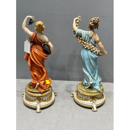 65 - 2 Capodimonte Grecian lady figures