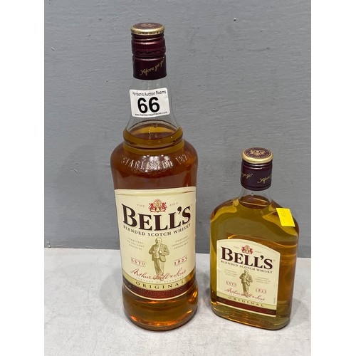 66 - 1 Large + 1 small bottle bells whiskey unopened