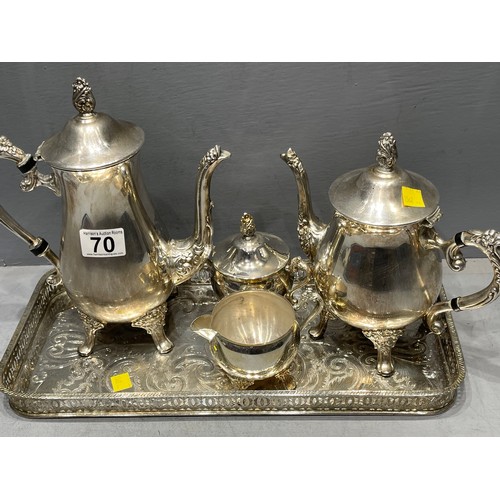 70 - Silver plate tray & tea/coffee set