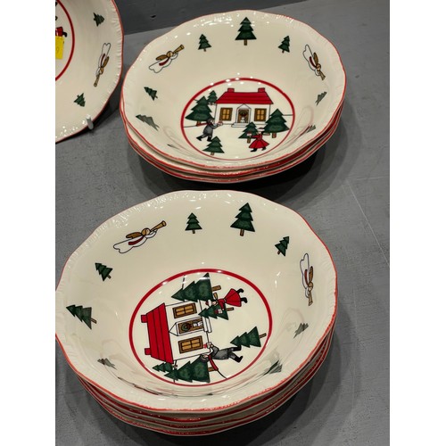 82 - 13 Masons pudding bowls Christmas village