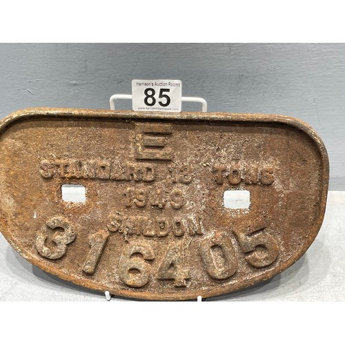 85 - 2 Cast iron train plaques