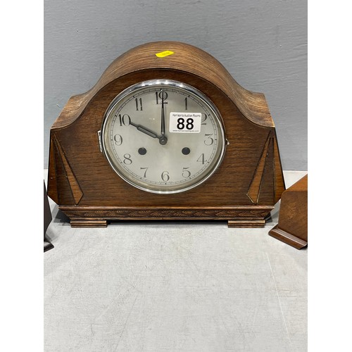 88 - 3 Oak mantle clocks