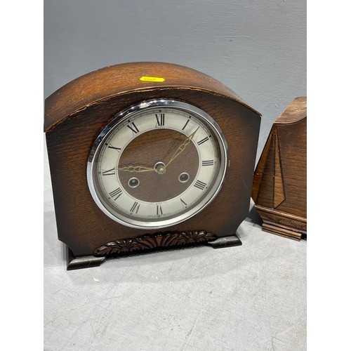 88 - 3 Oak mantle clocks