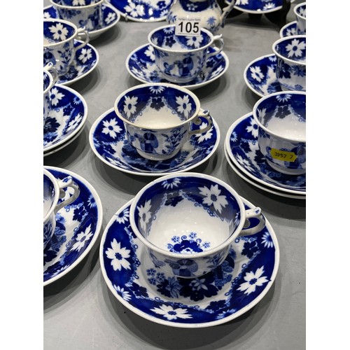 105 - Hilditch & son blue & white part tea set eskimo child 25 pieces