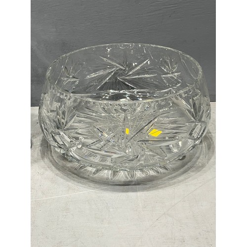 120 - Large cut glass bowl + large vase