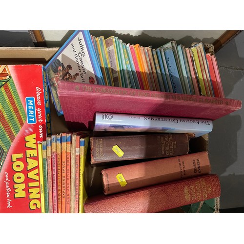 158 - Box old books etc + picture