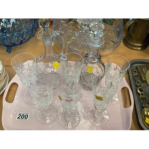 200 - 2 Cut glass decanters + 6 Edinburgh crystal wine glasses