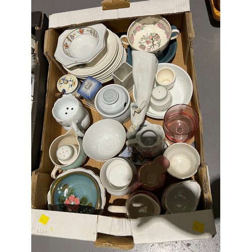 217 - 3 Boxs of pottery to include glass ware etc