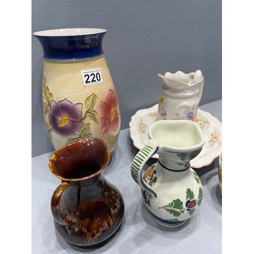 220 - Moorcroft style vase + jug & bowl etc