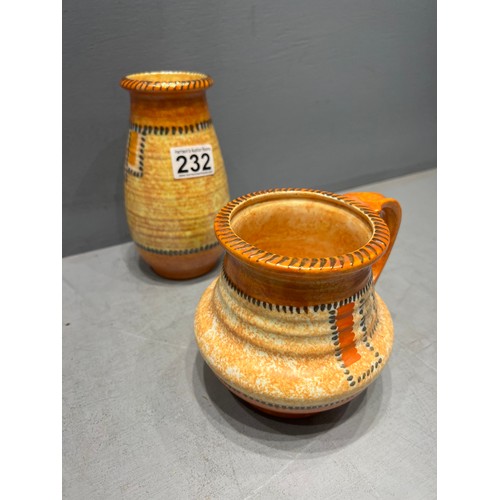 232 - Crown ducal retro vase & jug