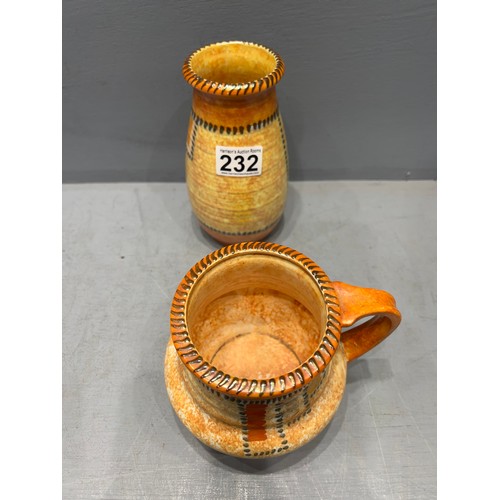 232 - Crown ducal retro vase & jug