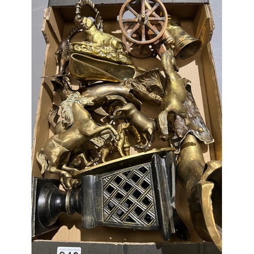 240 - Good box of heavy brass ware