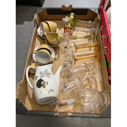 250 - 2 Box's misc inc glass ware mid century pottery poole etc