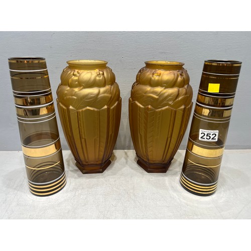 252 - Unusual glass vases 1 pair A/F