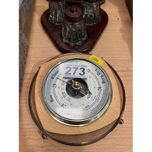 273 - Deco clock + bakelite cruet + baromiter