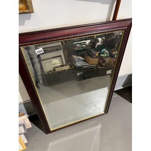 280 - Large mirror + oak framed river scene picture