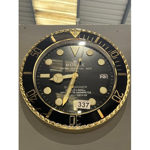 337 - Rolex dealer wall clock working