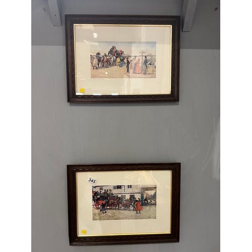 345 - 2 Oak framed pictures possibly watercolours