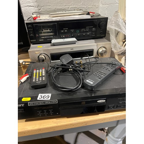 369 - Sony, denton, lenon compact disc player, reciever stereo cassette deck