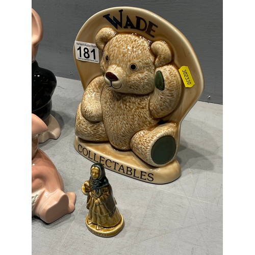 181 - 3 Wade pig money boxes + wade teddy bear collectable + wade whimsies