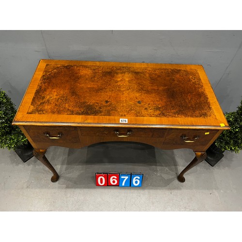 676 - Victorian burr walnut lowboy/desk