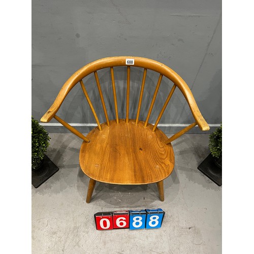 688 - Blonde ercol cow horn chairs