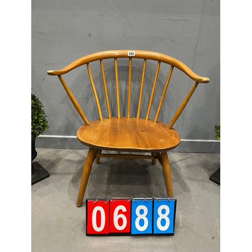 688 - Blonde ercol cow horn chairs