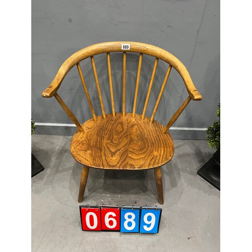 689 - Blonde ercol cow horn chairs