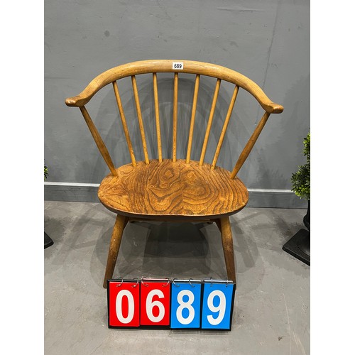 689 - Blonde ercol cow horn chairs