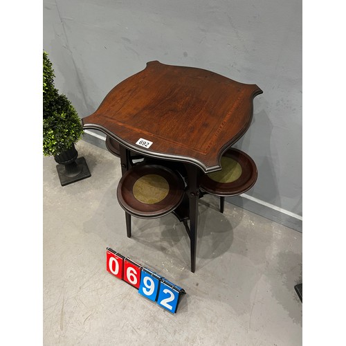 692 - Art nouveau inlaid mahogany cake stand table (rare model)