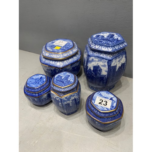 23 - 5 Pieces ringtons lidded tea caddys