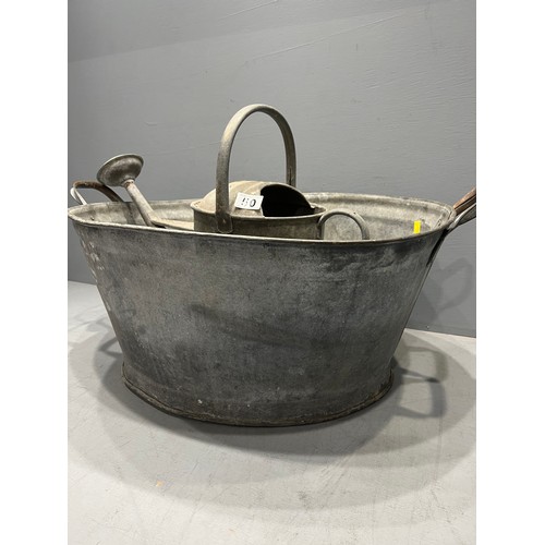 50 - Galvanized bath & watering can