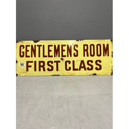 90 - Metal sign gentleman's room first class