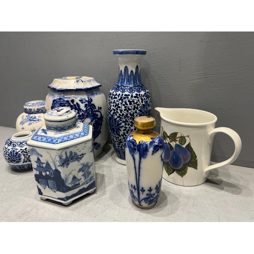 94 - Quantity blue/white pottery masons etc