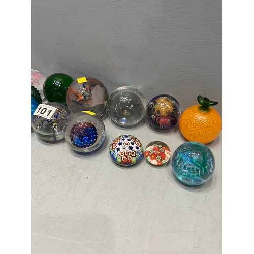 101 - Quantity glass paperweights