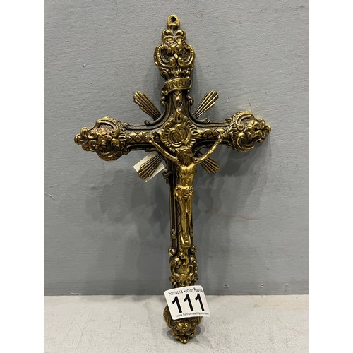 111 - Brass ornate cross jesus