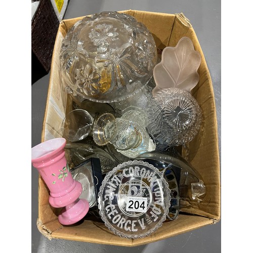 204 - Large box of glassware to inc Victoria etc