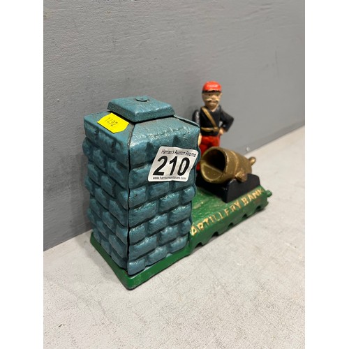 210 - Artillery money box cast iron