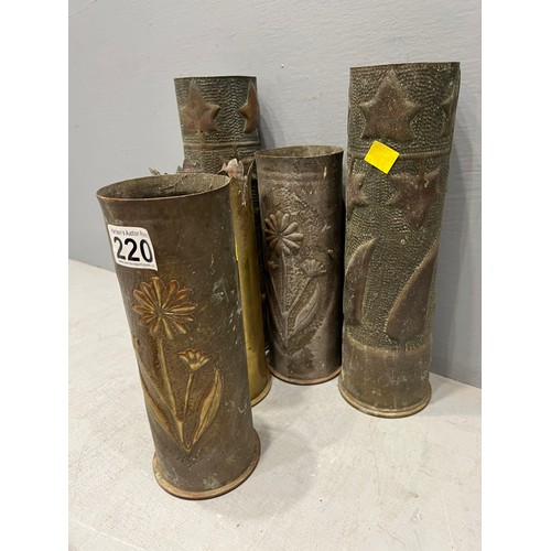 220 - Collection of early 20th century trench art shells