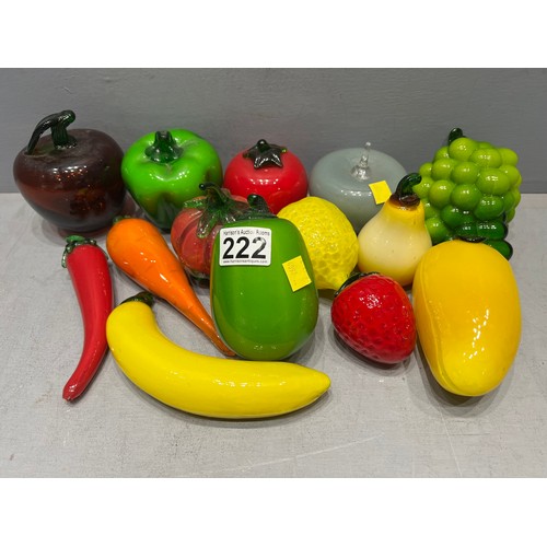 222 - Collection of glass fruit & vegetables