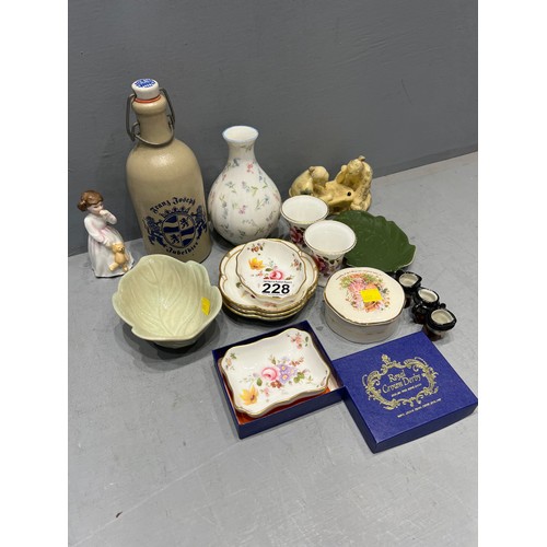 228 - Tray & royal crown derby etc