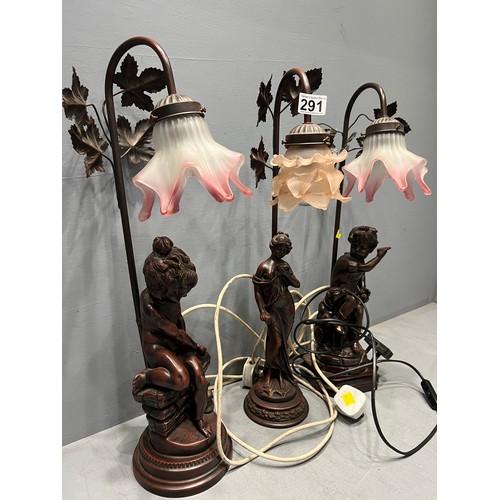 291 - 3 Art nouveau style lamps