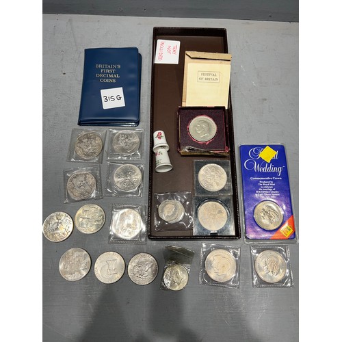 315G - Quantity coins + Britain's first decimal coin proof in wallet