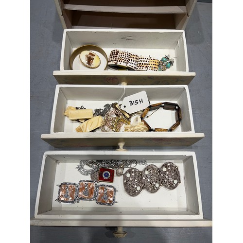 315H - Jewellery box + contents