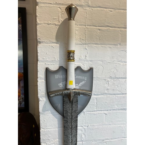 347 - Game of thrones sword on plaque winter is coming