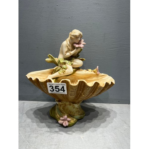 354 - Royal dux figurine of girl in a sea shell