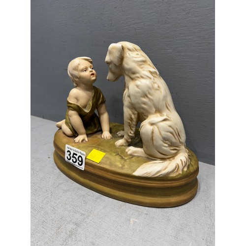 359 - Royal dux figurine child with dog